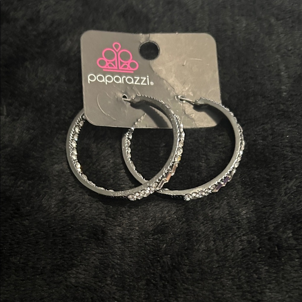 Paparazzi Glittering Silver Hoop Earrings